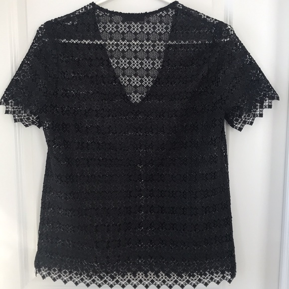Sandro black lace short sleeved top - Picture 5 of 7